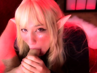 Cute blonde teen gives a great pov blowjob