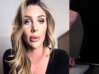 Blonde CFNM babe watch guy jerking cock