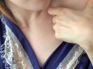 Small titted brunette teen fingering on the bed