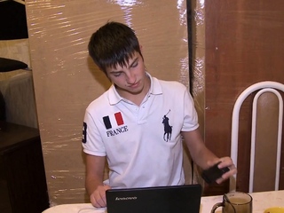 Sausage sucking lessons for cute russian brunette Misha