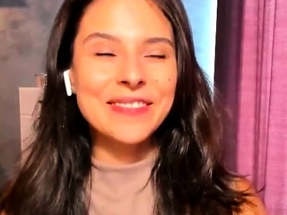 Pink labia close up of naive brunette