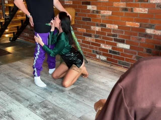 Bound Cuckold observes Slut girlpatron getting porked and